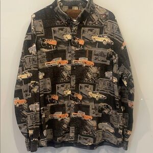 Vintage Car Print Button-Up Shirt men’s xxl